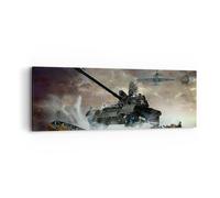 Cuadro Sobre Lienzo 90x30cm Cuadros Pared Guerra tanque avión batalla Wall Art