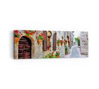 Cuadro Sobre Lienzo 90x30cm Cuadros Pared Italia calle flores historia Wall Art