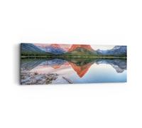 Cuadro Sobre Lienzo 90x30cm Cuadros Pared Lago Montañas Reflejo Wall Art Prints