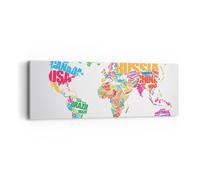 Cuadro Sobre Lienzo 90x30cm Cuadros Pared Mapa Palabras Mundo geografía Wall Art