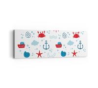 Cuadro Sobre Lienzo 90x30cm Cuadros Pared Mar barco ancla barco Wall Art Prints