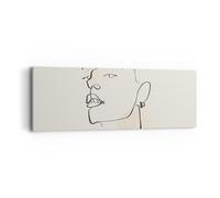 Cuadro Sobre Lienzo 90x30cm Cuadros Pared Minimalismo Retrato Línea Wall Art