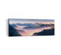 Cuadro Sobre Lienzo 90x30cm Cuadros Pared Montañas Nubes Niebla Wall Art Prints