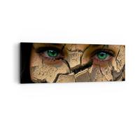 Cuadro Sobre Lienzo 90x30cm Cuadros Pared Mujer cara piel agrietado Wall Art