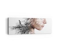 Cuadro Sobre Lienzo 90x30cm Cuadros Pared Mujer Doble Exposición Wall Art Prints