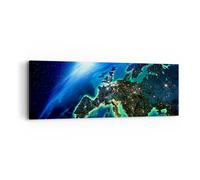 Cuadro Sobre Lienzo 90x30cm Cuadros Pared Noche espacio mundo vista Wall Art