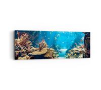 Cuadro Sobre Lienzo 90x30cm Cuadros Pared Océano arrecife peces coral Wall Art