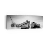 Cuadro Sobre Lienzo 90x30cm Cuadros Pared Łódź Naufragio Barco Wall Art Prints