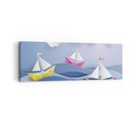 Cuadro Sobre Lienzo 90x30cm Cuadros Pared Origami barco mar cielo Wall Art