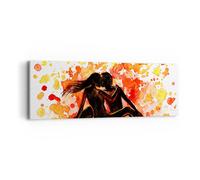 Cuadro Sobre Lienzo 90x30cm Cuadros Pared Pareja beso multi-color luna de miel