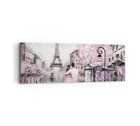 Cuadro Sobre Lienzo 90x30cm Cuadros Pared París Camino Ilustración eiffle Art