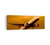 Cuadro Sobre Lienzo 90x30cm Cuadros Pared Pasajeros avión avión alas Wall Art