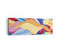 Cuadro Sobre Lienzo 90x30cm Cuadros Pared Patrón Hojas Colorido Wall Art Prints
