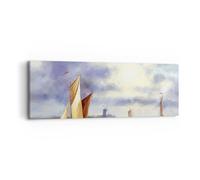 Cuadro Sobre Lienzo 90x30cm Cuadros Pared Pescador Barco Abanico Wall Art Prints