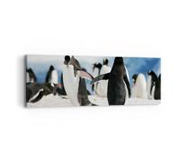Cuadro Sobre Lienzo 90x30cm Cuadros Pared Pingüinos Invierno naturaleza nieve