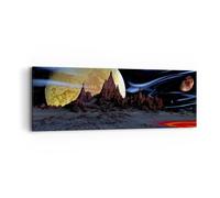 Cuadro Sobre Lienzo 90x30cm Cuadros Pared Planeta luna universo Wall Art Prints