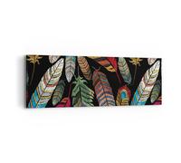 Cuadro Sobre Lienzo 90x30cm Cuadros Pared Plumas Colorido Bordado Wall Art
