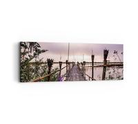 Cuadro Sobre Lienzo 90x30cm Cuadros Pared Puente Lago Antorcha Wall Art Prints