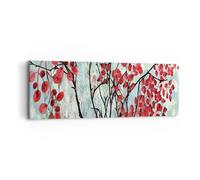 Cuadro Sobre Lienzo 90x30cm Cuadros Pared rojo hojas ramas Wall Art Prints Decor