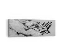 Cuadro sobre Lienzo 90x30cm Panorámico Blanco y Negro Personas - 4566