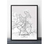 Cuadro Sobre Lienzo,A Coruña España Mapa De La Ciudad Imprime Carteles Pintura Mural Arte Retro Pintura Rectángulo Imágenes Arte Pop Para Sala De Estar Dormitorio Decoración Del Hogar, 30X40Cm /