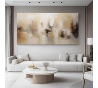 Cuadro sobre Lienzo Bloques de colores abstractos Simplicidad Parte Moderno Cuadro Lienzo no Tejido para 100l x50an cm Art de la Lona Arte de Pared Listo para Colgar con Sala Comedor Beige Negro