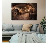 Cuadro sobre lienzo bodega de vino de campo, impresión sobre lienzo, decoración de pared, salón moderno, imagen en lienzo, póster de pared, 80 x 160 cm, sin marco