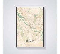 Cuadro Sobre Lienzo,Bremen Alemania Mapa De La Ciudad Impresiones Carteles Pintura Mural Colorido Arte Pintura Rectángulo Arte Pop Para Sala De Estar Dormitorio Decoración Del Hogar, 30X40Cm / 11.8