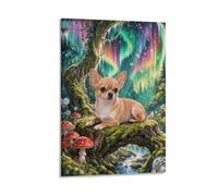 Cuadro Sobre Lienzo Chihuahua Impresión En Lienzo Bosque Mágico Cuadros Decoracion Salon Para Dormitorio Sala De Yoga Regalos Creativos 16x24inch(40x60cm)