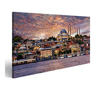 Cuadro sobre lienzo Cuerno de Oro y centro histórico de Estambul en un dramático atardecer Turquía Pinturas Impresiones Arte Póster Mural