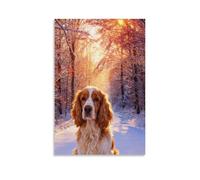 Cuadro Sobre Lienzo English Cocker Spaniel Lienzos Decorativos Cubierto de Nieve Cuadros Decoracion Modernos Para Sala De Estar, Dormitorio Regalos Creativos 16x24inch(40x60cm)