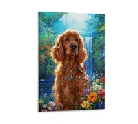 Cuadro Sobre Lienzo English Cocker Spaniel Lienzos Decorativos Flor de Cascada Cuadro Moderno Para Sala De Estar, Dormitorio Regalos Creativos 08x12inch(20x30cm)
