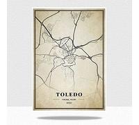 Cuadro Sobre Lienzo,España Toledo Mapa Imágenes De Pared Impresiones Grandes Carteles Vintage Ciudad Pinturas Arte Rectángulo Pop Murales Obras De Arte Para La Decoración Del Hogar, 70X100Cm / 27