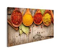 Cuadro sobre lienzo Especias Hierbas sobre la madera Curry azafrán cúrcuma canela impresiones arte póster mural