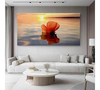Cuadro sobre Lienzo Flores Agua Atardecer Parte Moderno Cuadro Lienzo no Tejido para 100l x50an cm Art de la Lona Arte de Pared Listo para Colgar con Sala Comedor Rojo naranja