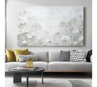Cuadro sobre Lienzo Flores, simplicidad, tonos fríos Lienzo Pintura Poster Imagen Foto cuadros Blanco gris claro decorativos cuadros decoracion salon modernos Sin Marco 70l x50an cm Sin marco
