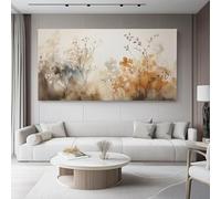 Cuadro sobre Lienzo Flores Tinta Elegante Parte Moderno Cuadro Lienzo no Tejido para 90l x45an cm Art de la Lona Arte de Pared Listo para Colgar con Sala Comedor Beige Naranja-Marrón
