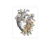 Cuadro sobre lienzo for pared con corazón humano Floral, imágenes, póster Vintage, impresiones, medicina de anatomía, regalos, decoración clínica oficina for médicos(2PH6314,A4 21x30 cm No Frame)