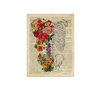 Cuadro sobre lienzo for pared con corazón humano Floral, imágenes, póster Vintage, impresiones, medicina de anatomía, regalos, decoración clínica oficina for médicos(2PH6330,A3 30x42 cm No Frame)