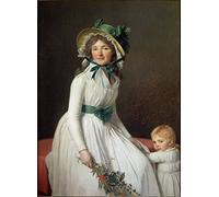 Cuadro Sobre Lienzo Lienzo De Arte Pintura Al óleo Retrato de la hermana del artista de la esposa de Madame Seriziat con su hijo Emile Óleo sobre lienzo de Jacques Louis David 60x90cm
