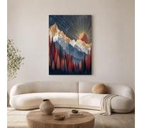 Cuadro Sobre Lienzo Pintura Montañas Nevadas Bosques Amanecer Arte Decorativos Sobre Lienzo Lujo Moderno Con Vistas Montaña 50×70 Cm Sin Marco Cuadros Decoracion Salon Dormitorio Cocina Azul Oscuro