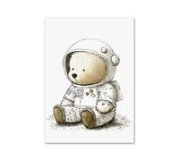 Cuadro Sobre Lienzo Pósteres De Dibujos Animados De Cohete, Luna, Tierra, Espacio, Oso, Astronauta, Arte De Pared, Impresiones En Lienzo, Imágenes Kawaii(Segundo,50x70cm)