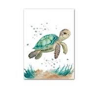 Cuadro Sobre Lienzo Pósteres De Pared Con Diseño De Ballena, Caballito De Mar, Pulpo, Cangrejo Y Tortuga, Sin Marco, Lienzo Nórdico Para Guardería, Decoración De Habitación(C,30x40cm)