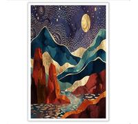 Cuadro Sobre Lienzo Rocas Del Desierto Montañas Cielo Estrellado, Abstracto Moderno En Lienzo,Laminas Decorativas Pared Sin Marco, Decoración Para Sala Dormitorio Cocina Baño Oficina Pasillo 40×50 cm