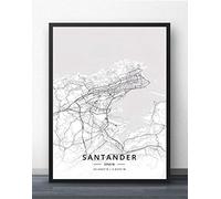 Cuadro Sobre Lienzo,Santander España Mapa De La Ciudad Imprime Carteles Pintura Mural Arte Retro Pintura Rectángulo Imágenes Arte Pop Para Sala De Estar Dormitorio Decoración Del Hogar, 40X50Cm /