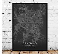 Cuadro Sobre Lienzo,Santiago Chile Mapa De La Ciudad Carteles Obras De Arte Modernas Imágenes Sin Marco Impresiones Personalización Pinturas Souvenir Regalo Decoración Del Hogar, 50X70Cm / 19.68X2