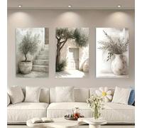 Cuadro sobre lienzo sin marco, ideal para patios interiores, pósteres e impresiones, sala de estar, biblioteca, oficina, cafetería, bar, arte abstracto (60x80cm/3 piezas sin marco).