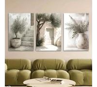 Cuadro sobre lienzo sin marco, ideal para patios interiores, pósteres e impresiones, sala de estar, biblioteca, oficina, cafetería, bar, arte abstracto (60x80cm/3 piezas sin marco).