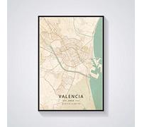 Cuadro Sobre Lienzo,Valencia España Mapa De La Ciudad Impresiones Carteles Pintura Mural Colorido Arte Pintura Rectángulo Arte Pop Para Sala De Estar Dormitorio Decoración Del Hogar, 50X70Cm / 19.