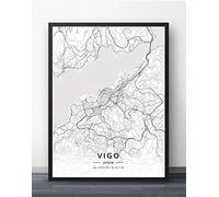 Cuadro Sobre Lienzo,Vigo España Mapa De La Ciudad Impresiones Carteles Pintura Mural Retro Arte Pintura Rectángulo Imágenes Arte Pop Para Sala De Estar Dormitorio Decoración Del Hogar, 50X70Cm /